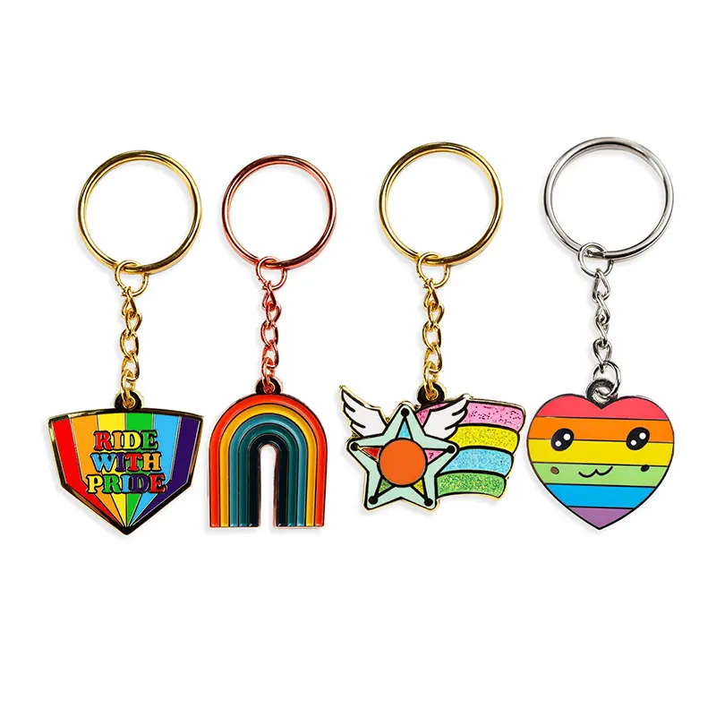 Custom promotional logo diy keychains manufactures wholesale gay pride keyring