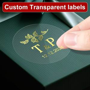 <b>For</b> <b>Glass</b> Plastic Cups Business Name <b>Sticker</b> Roll Clear Vinyl 2 3 Inch Round Transparent Labels Custom Logo <b>Stickers</b> - Product Image 2