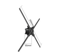 Ventilateur holographique 3D de 65 cm avec contrôle WiFi par application, avec protection en acrylique et trépied, projecteur holographique pour affichage publicitaire