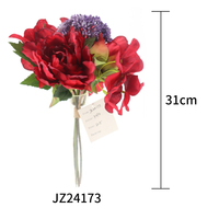 Grosir 31cm 4-kepala dekorasi pernikahan buatan Peony Hydrangea buket bunga yang diawetkan tanaman penjualan buatan