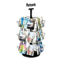 Rak Display Putar Logam Modern untuk Toko, Cocok untuk Kartu Ucapan, Stiker, Brosur, Poster, Buku Catatan