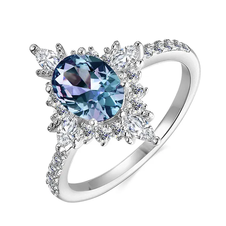 925 Sterling Silber Alexa ndrit Naturstein Großhandel Edelstein Ring für Frauen Engagement Fine Jewelry