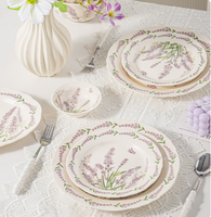Nouvel Arrivage – Service de Table en Céramique Sous Glaçure Violet Rêve, Motif Végétal, Compatible Micro-ondes, Vaisselle Française Vintage