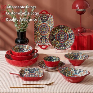 Ensemble de vaisselle en céramique bohème bols et assiettes transfrontaliers grands bols à riz et à soupe vaisselle pour usage domestique - Product Image 1