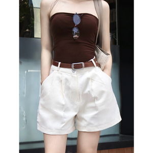 Pantalones Cortos de Algodón 100% Transpirables para Mujer, Color Sólido, Cintura Alta, Corte Recto, Servicio ODM, Hechos en Vietnam, Envío Gratis - Product Image 2