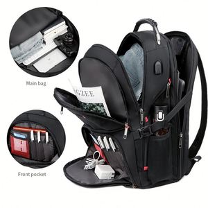 Wholesale 17 Inch Waterproof Anti-theft Custom logo Collage Nylon Travel <b>Laptop</b> Bags <b>Back</b> <b>Packs</b> Backpack with USB Charging Port - Product Image 2