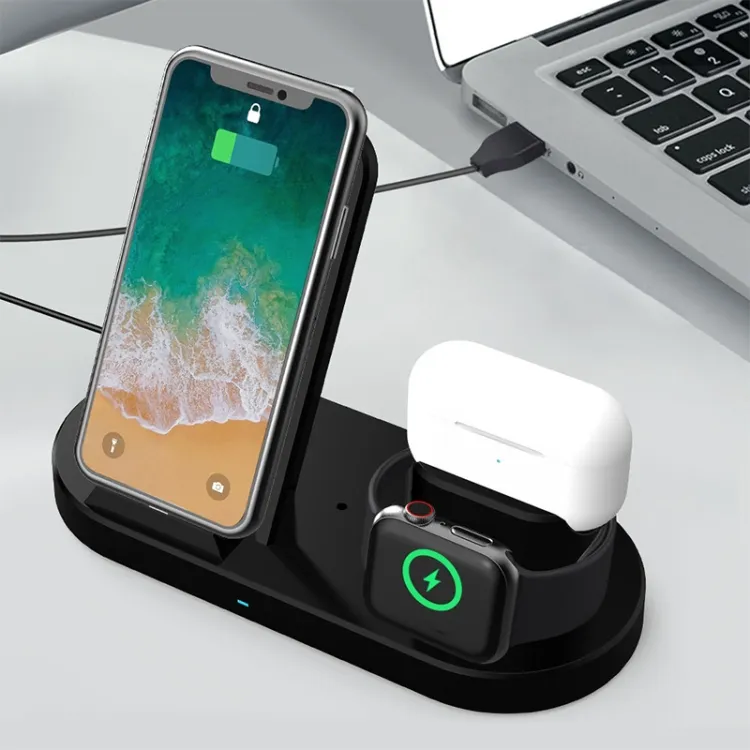 Cargador inalámbrico magnético de fábrica, soporte 3 en 1 de 10W para iphone iwatch airpods, venta al por mayor