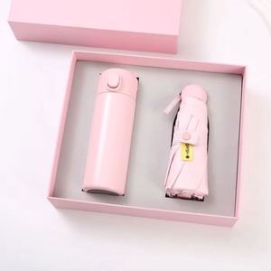 Ensemble d'entreprise optionnel : Bouteille d'eau isotherme à couvercle pop-up, parapluie pliable anti-UV UPF50+, emballage personnalisé avec logo, kit cadeau - Product Image 1