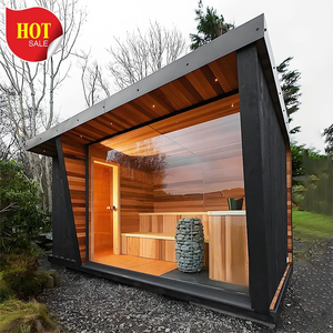 Phòng xông hơi hồng ngoại 4 người với bảng điều khiển cabin hiện đại/hemlock biệt thự ngoài trời - Product Image 1