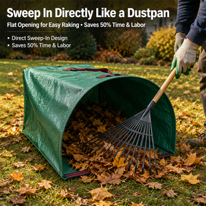 Sac à déchets de jardin en PP tissé robuste, réutilisable, semi-circulaire, avec poignées, pour le nettoyage des jardins et des pelouses - Product Image 3