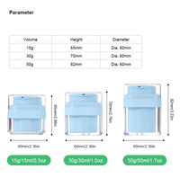 Pot vide en plastique à double paroi de 15 ml, 30 ml, 50 ml avec pompe sans air rechargeable pour masques faciaux, sérums et lotions – Idéal pour les voyages