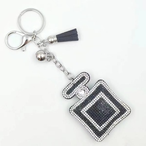 Luxury Women's Glass Perfume Bottle Keychain with Full Crystal Rhinestones Diamond-encrusted Design