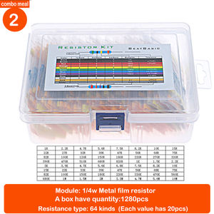 Lorida Encaixotado 1100 Peças 110 Tipos 0.5W Em-linha Resistores 1R-1M 1/2W Metal Film Resistor Kit - Product Image 3