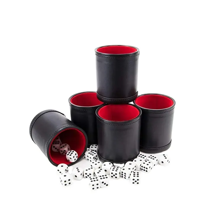 Custom pu leather dice shaker cups set