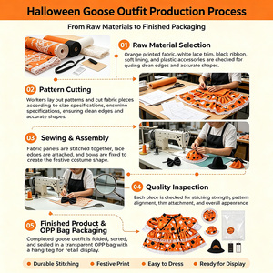 Disfraces de Ganso de Lujo Transpirables Personalizados de <span class=keywords><strong>Halloween</strong></span> con Patrón de Fantasma y Calabaza para Gansos de Concreto de 23 Pulgadas con Ribete de Encaje - Product Image 2