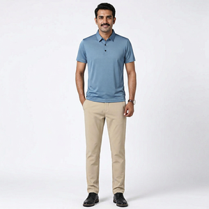 Polo à manches courtes pour homme avec col, logo personnalisé OEM, design personnalisé, haut de gamme, été, nouveau, ample, décontracté, en soie glacée - Product Image 1