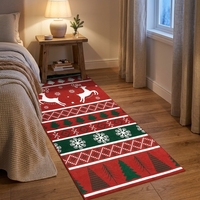 Tapis de cuisine de Noël imprimés, lot de 2 tapis de couloir de cuisine rouges, motif Père Noël, bonhomme de neige, flocons de neige, tapis antidérapants et ensembles