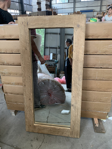 Simple antique living room decor natural rustic home vintage recycled wood framed wall art <strong>craft</strong> <strong>mirror</strong> - Product Image 5