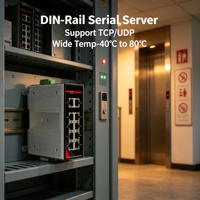 Servidor Serial de 2 Puertos con Montaje DIN, RS485 a RJ45 Ethernet, Modbus RTU TCP, Virtual COM, DIN de 35 mm, 40 a 75 °C, IP40