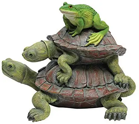 Polyresin/ Resin Frog and Turtles Garden Animal Statue, 11 Inch, Polyresin, Full Color