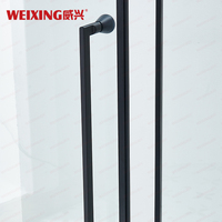 Weixing Factory Direct Cabine de douche d'hôtel Noir mat 304 Acier inoxydable encadré Porte de douche en verre trempé articulée