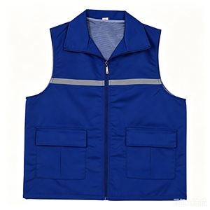Gilet de sécurité en polyester et coton, vêtements de travail réfléchissants, haute visibilité, logo personnalisable, gilet avec poche - Product Image 4