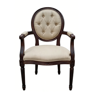 <span class=keywords><strong>Fauteuil</strong></span> d'appoint capitonné à dossier rond de style provincial français - Product Image 1