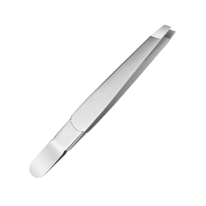 Pinzas para cejas RMI Silver Shin de acero inoxidable, tijeras de resorte y tijeras para cutículas con punta afilada, inclinada, moderna y duradera. - Product Image 1