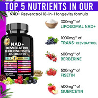 Capsules NAD tout-en-un Vitahealthy Private Label Factory 18 en 1 avec Resvératrol, Berbérine, Fisetine, Quercétine et fusion minérale