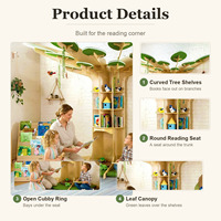 Étagère en bois en forme d'arbre et tapis de jeu pour coin lecture, mobilier Montessori pour enfants, idéal pour la maternelle, la garderie et la crèche