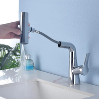 Robinet de cuisine moderne à une poignée Robinet pulvérisateur coulissant gris contemporain Noyau de valve en céramique pour les cuisines