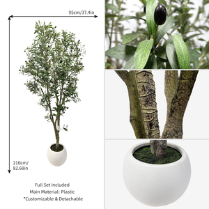 Arbre d'<span class=keywords><strong>olivier</strong></span> artificiel de luxe non éclairé de 2,1 m en pot, plante artificielle pour intérieur, extérieur, patio couvert, véranda, décoration - Product Image 4
