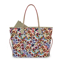 Sac fourre-tout spacieux en PU à imprimé floral et crâne, 2 pièces, avec pochette, nouveau produit, élégant sac à bandoulière pour femme