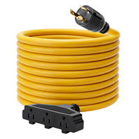 Kabel Ekstensi Generator RV 3 Kawat Tembaga Murni 10AWG, Kabel Splitter ETL Terdaftar NEMA L5-30P Twist Locking Male ke 3 X 5-15R Female