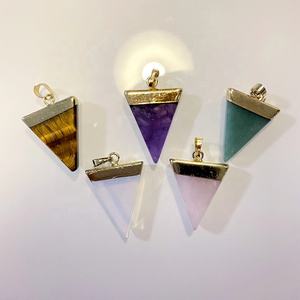 7 pierres précieuses cristal Quartz Triangle guérison pierre naturelle collier pendentif en or pendentif géométrique pierre précieuse - Product Image 4