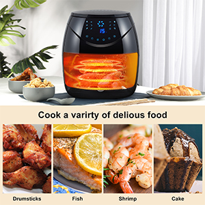 Friteuse à <span class=keywords><strong>air</strong></span> de 6,5 L Pro 12-en-1 XL Grande friteuse à <span class=keywords><strong>air</strong></span> Four avec <span class=keywords><strong>livre</strong></span> de <span class=keywords><strong>cuisine</strong></span> 7 pintes Grande friteuse à <span class=keywords><strong>air</strong></span> chaud électrique de taille familiale - Product Image 4