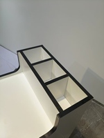 Meuble de rangement blanc et noir pour produits de beauté, 3 tiroirs, poignées dorées, résistant aux rayures, en PET-G, pour studio de manucure