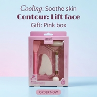 Kit de massage facial en résine blanche, rouleau double tête et spatule en forme de cœur, outil de soin anti-gonflement et liftant pour le visage et le spa beauté