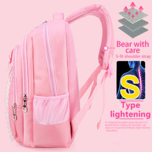 Mochila Escolar <span class=keywords><strong>de</strong></span> Princesa <span class=keywords><strong>para</strong></span> <span class=keywords><strong>Niñas</strong></span>, Reducción <span class=keywords><strong>de</strong></span> Carga 3D, Gran Capacidad, Malla Transpirable, Diseño <span class=keywords><strong>de</strong></span> Lazo Bonito, Tela <span class=keywords><strong>de</strong></span> Alta Densidad <span class=keywords><strong>para</strong></span> Niños - Product Image 4