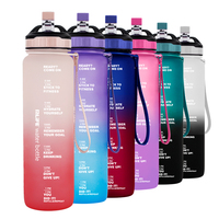 Bouteille d'eau en paille personnalisée 1L 32 oz sans BPA bouteille d'eau de sport en tritan avec marqueur de temps et de motivation