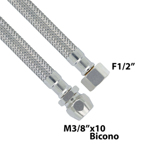 Manguera flexible de acero inoxidable con bicono hembra 50cm 1/2 X bicono 10 para fines de herramientas de torneado - Product Image 2