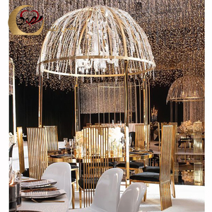 ชุดโต๊ะอาหารคริสตัลสีขาวทันสมัยโต๊ะกลมเฟอร์นิเจอร์งานแต่งงาน6เก้าอี้ - Product Image 2