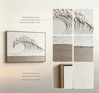 Grande peinture murale 3D texturée en forme de vague, peinture sur toile faite à la main, relief encadré, art océanique pour salon, décoration moderne pour la maison