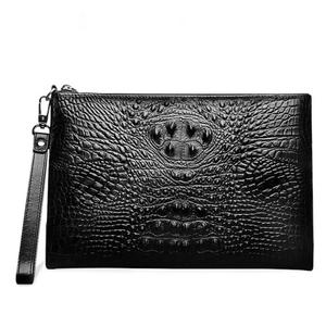 Nuevo Bolso de Mano Tipo Sobre de Piel Auténtica Negra para Hombre, Estilo Clutch de Cocodrilo, Venta al Por Mayor - Product Image 1