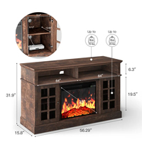 Magnifique meuble TV extensible de style mid-century avec foyer électrique LED, meuble TV moderne pour salon