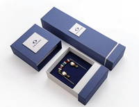 Boîte à bijoux en papier cadeau de luxe noire personnalisée avec logo personnalisé