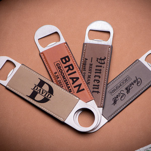 Abridor de botellas de cerveza retro de cuero PU transfronterizo, personalizado con grabado láser, creativo y portátil para restaurantes - Product Image 4