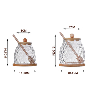 Tarro de miel decorativo para el hogar, nuevo diseño transparente, tarro de almacenamiento de vidrio con tapa de vidrio y barra - Product Image 2