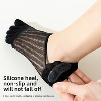 Chaussettes d'été invisibles ultra-fines antidérapantes à cinq doigts en soie de mûrier pour femmes
