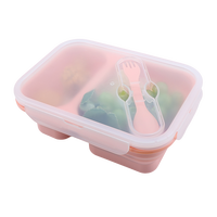 Bébé enfants biodégradable étanche récipient de stockage des aliments pliable moderne enfants silicone bento boîte à lunch ensemble
